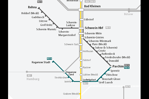 Mecklenburg-Vorpommern has awarded Ostdeutsche Eisenbahn a contract to continue to operate Teilnetz Westmecklenburg regional passenger services (Map: ODEG)